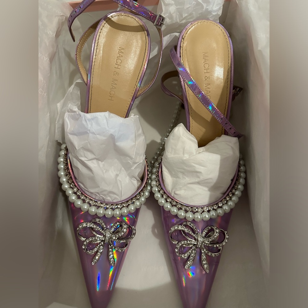 Mach & Mach Purple Iridescent Sophie Heels